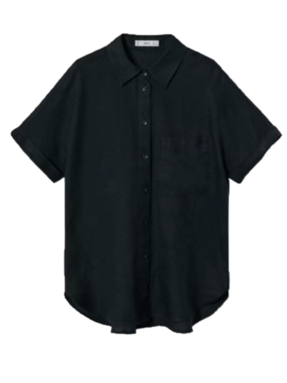 MANGO BLACK SHORT SLEEVES LINEN SHIRT